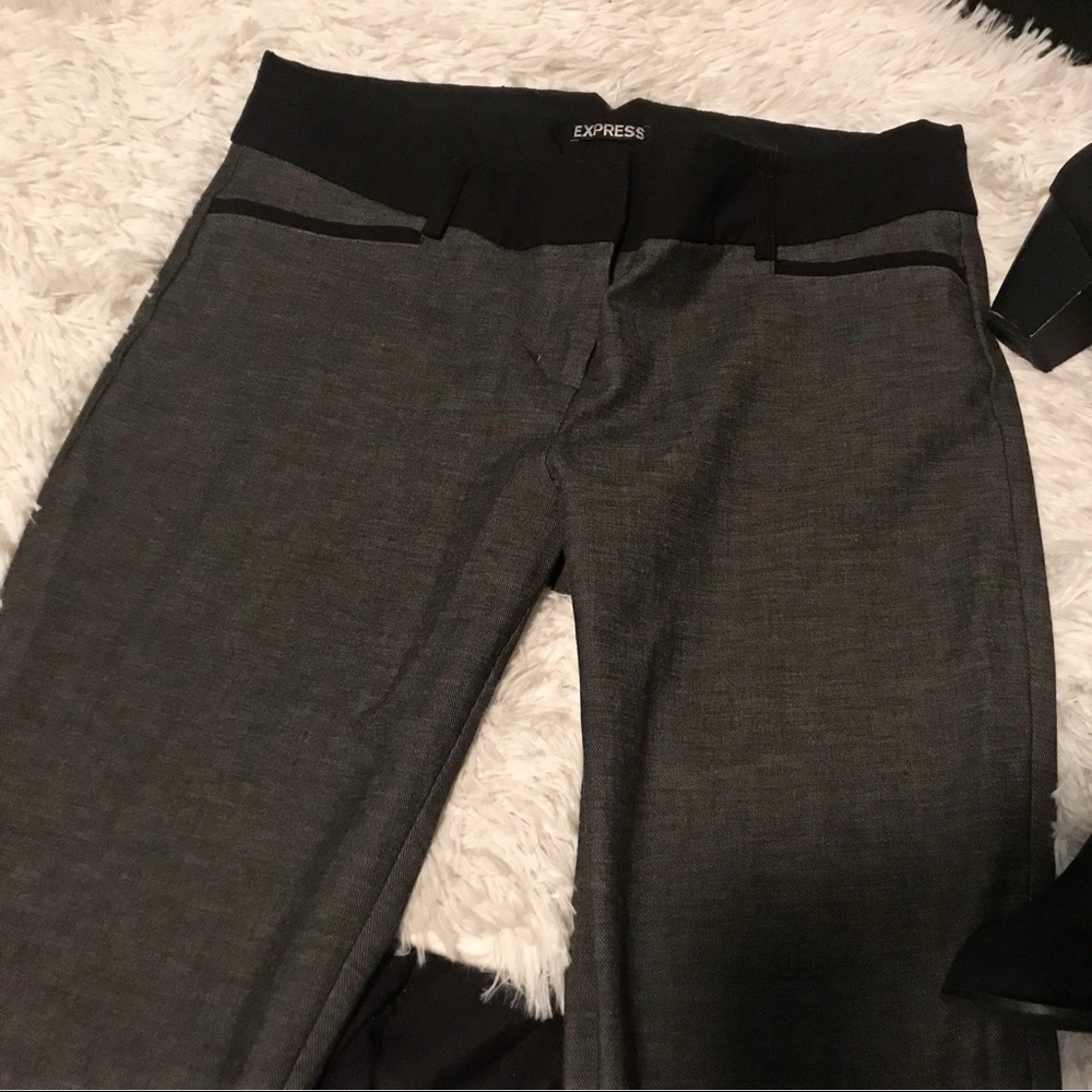 Express Editor Stretch Fit N Flare Gray Pants - image 3